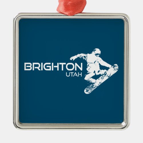 Brighton Resort Utah Snowboarder Metal Ornament