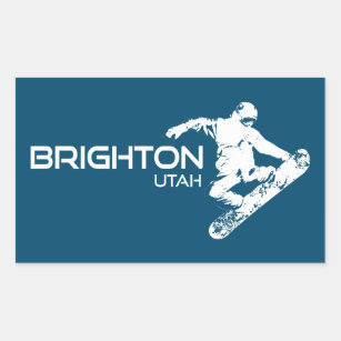 Brighton Resort Utah Snowboarder Rectangular Sticker