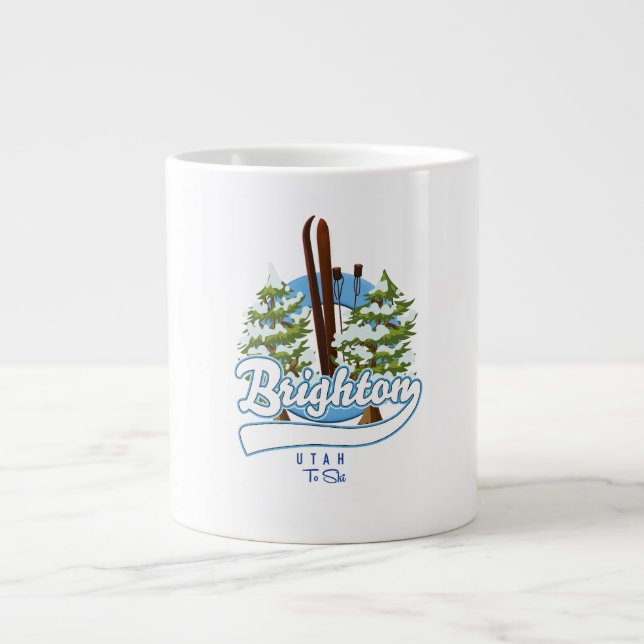 Brighton Utah to ski logo Giant Coffee Mug (Front)
