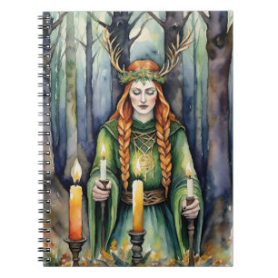 Brigid Imbolc Candlelight Forest Celtic Wiccan Notebook