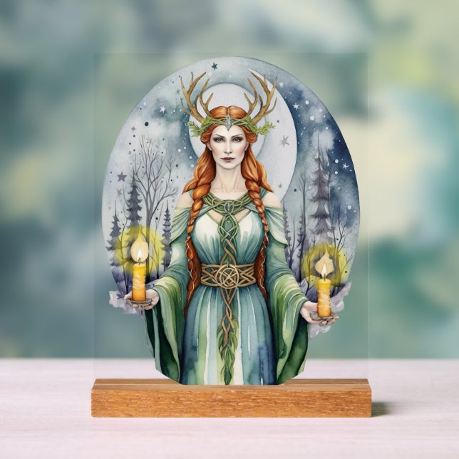 Brigid Imbolc Candlemas Forest Celtic Wiccan Acrylic Sign (Neutral)