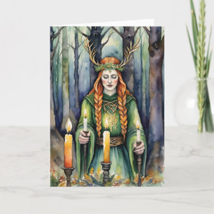 Brigid Imbolc Candlemas Forest Celtic Wiccan Holiday Card