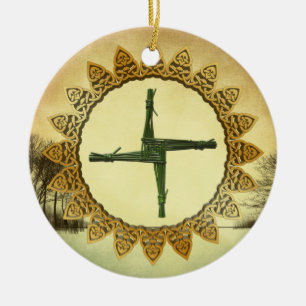Brigid's Cross Imbolc Pagan Wiccan Altar Holiday Ceramic Ornament