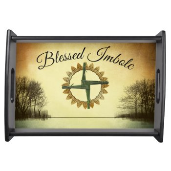 Brigid's Cross Imbolc Pagan Wiccan Altar Offering Serving Tray by Cosmic_Crow_Designs at Zazzle