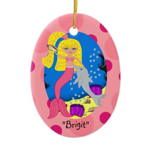 Brigit Pink Mermaid Ornament