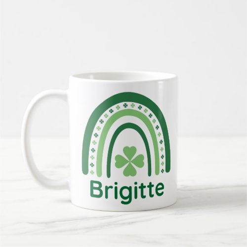 Brigitte Name Clover Boho Rainbow Coffee Mug