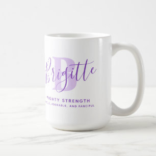 Brigitte name meaning monogram B purple text Coffee Mug