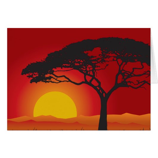 Briliiant Red Sunset Under The Bonsai Tree Cards (Front Horizontal)