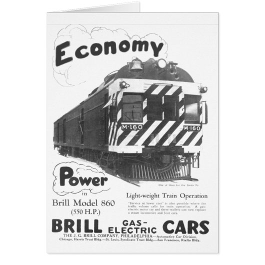 Brill Light-Weight Passenger Train 1932 Cards (Front)