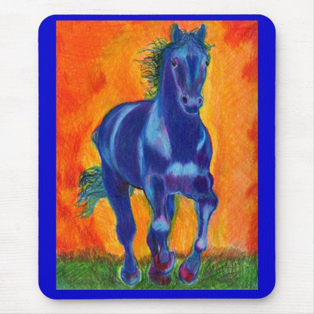 Brillian Blue Horse Mouse Pad (Front)