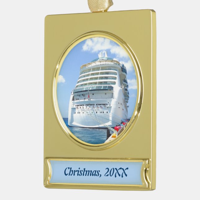 Brilliance Stern Dated Gold Plated Banner Ornament (Left)