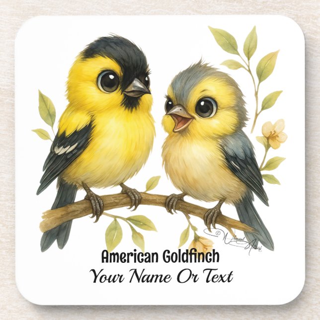 Brilliant American Goldfinch Beverage Coaster (Front)