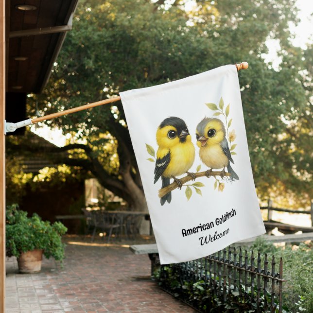 Brilliant American Goldfinch House Flag (In SItu)