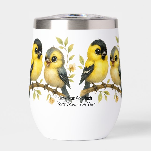 Brilliant American Goldfinch Thermal Wine Tumbler (Front)