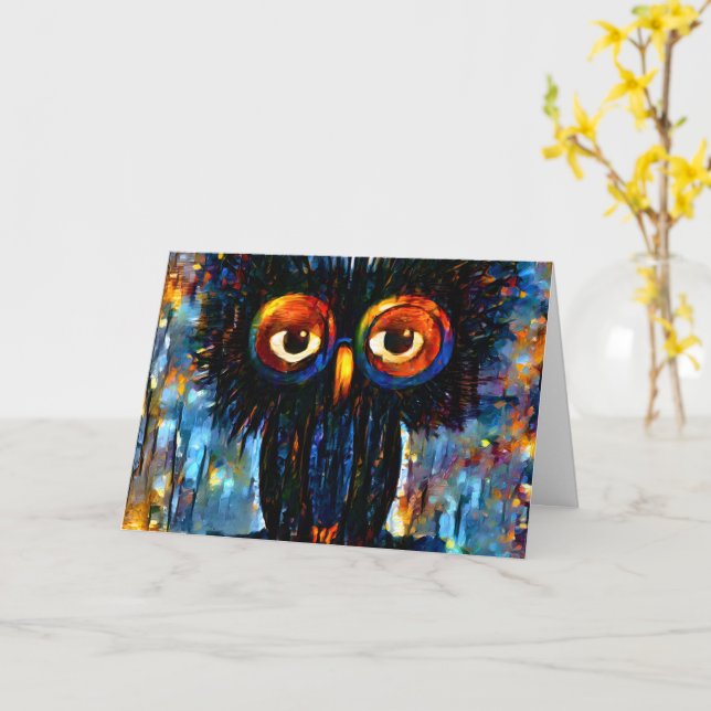 Brilliant and Wise Owl Card (Yellow Flower)