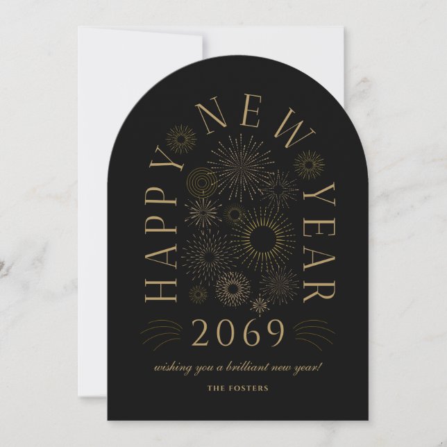 Brilliant Arch New Year Firework Greeting Card (Front)