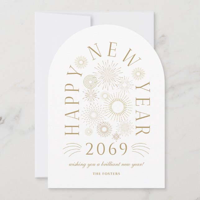 Brilliant Arch New Year Firework Greeting Card (Front)