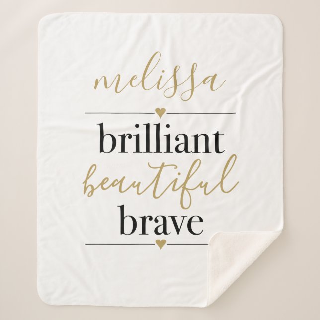 Brilliant Beautiful Brave Personalized Name  Sherpa Blanket (Front)