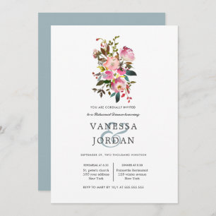 Brilliant Bloom Bouquet Wedding Rehearsal Dinner Invitation