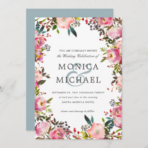 Brilliant Bloom Floral Botanical frame Wedding Invitation