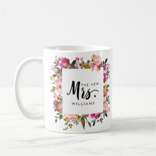 Brilliant Bloom WEDDING THE NEW MRS Typography Coffee Mug