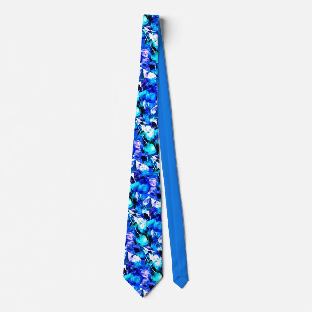 Brilliant blue abstract art neck tie (Front)