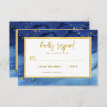 Brilliant Blue and Gold Bar Mitzvah or Bat Mitzvah RSVP Card<br><div class="desc">These trendy Bar Mitzvah or Bat Mitzvah rsvp response cards feature a trendy,  bold blue watercolor look background,  with trendy modern faux gold script typography.</div>