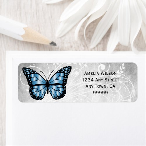 Brilliant Blue Butterfly Address Label