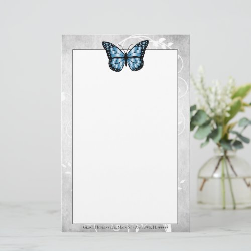 Brilliant Blue Butterfly Stationery