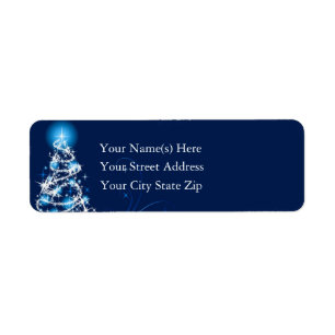 Brilliant Blue Christmas Tree Label