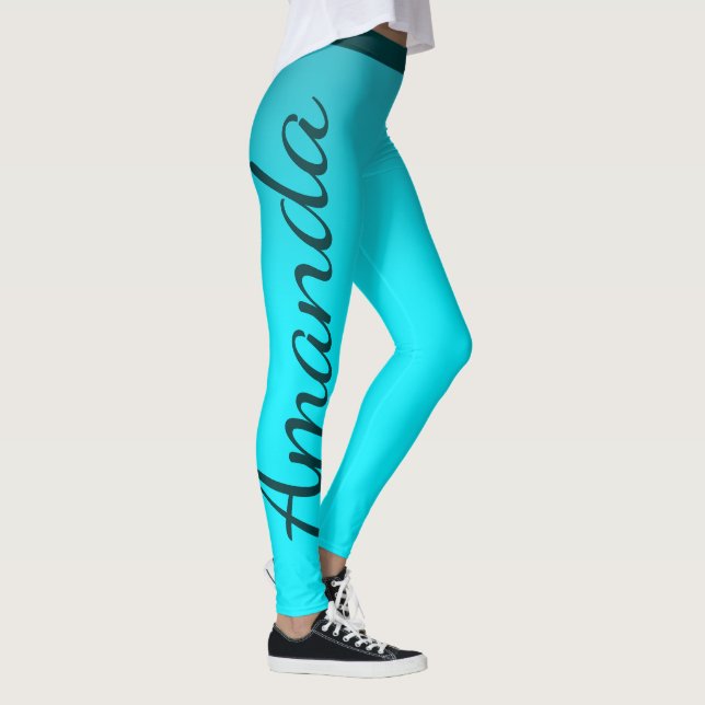 Brilliant Blue Custom Name Leggings (Right)