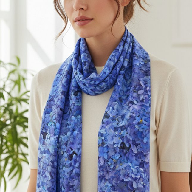Brilliant Blue Hydrangea Floral Scarf (Creator Uploaded)