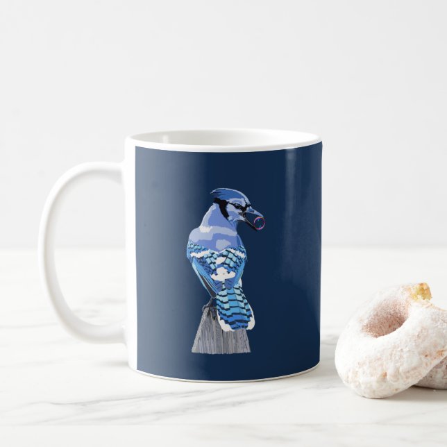 Brilliant Blue Jay Coffee Mug (With Donut)
