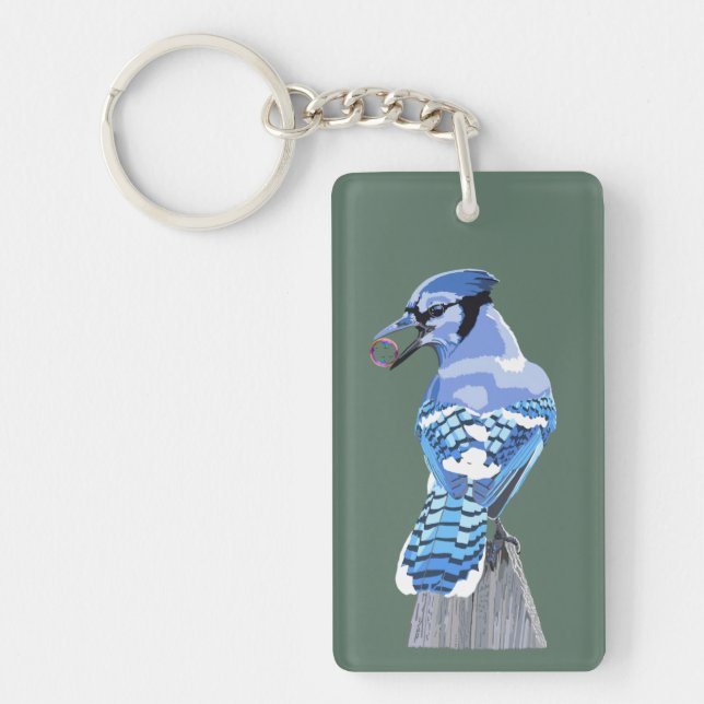 Brilliant Blue Jay Keychain (Front)
