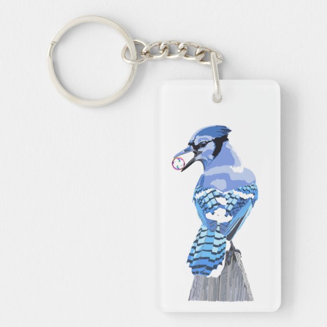 Brilliant Blue Jay Keychain (Front)