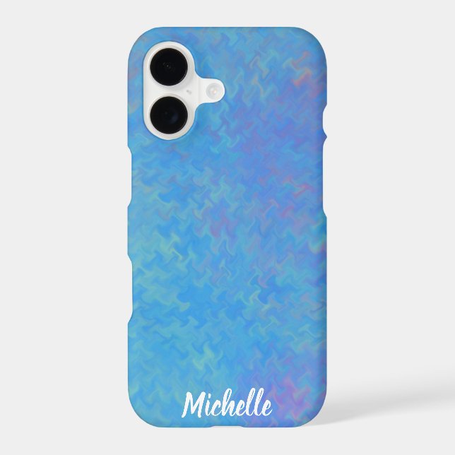 Brilliant Blue Marbled Artsy Personalized Case-Mate iPhone Case (Back)