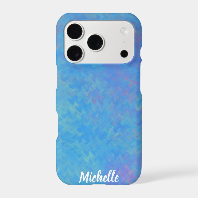 Brilliant Blue Marbled Artsy Personalized Case-Mate iPhone Case (Back)