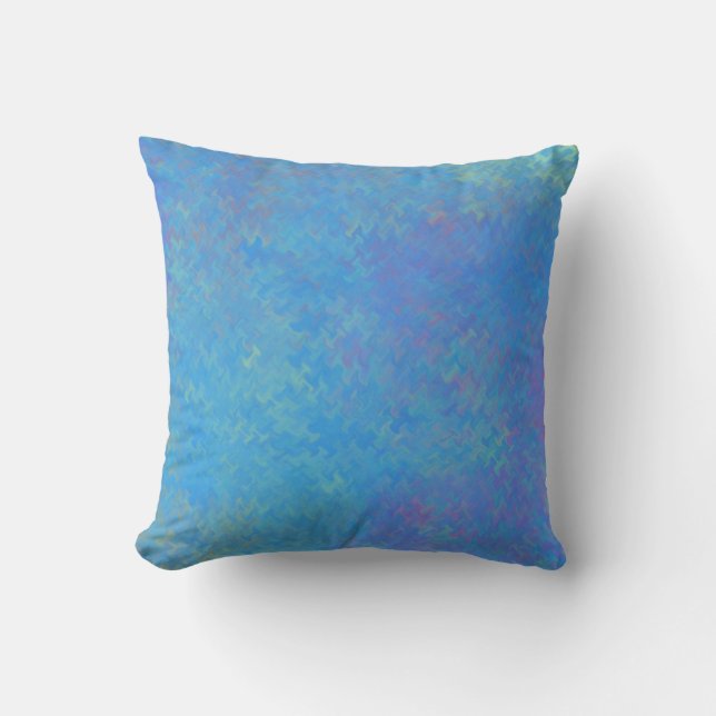 Brilliant Blue Marbled Artsy Throw Pillow (Front)