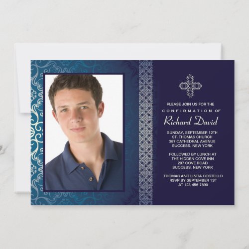 Brilliant Blue Photo Invitation (Horizontal)