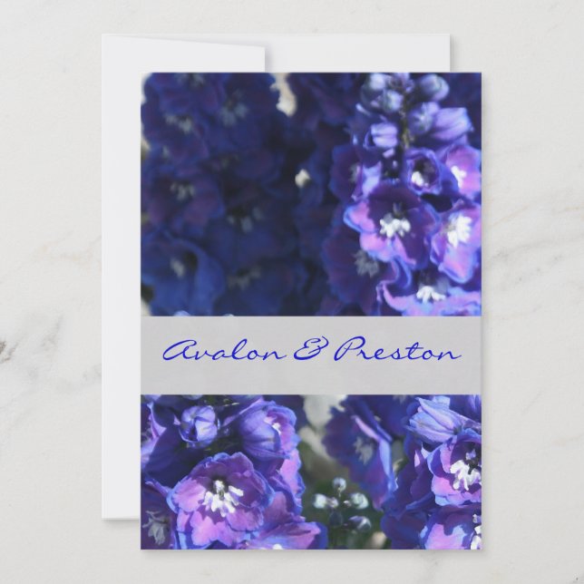 Brilliant Blue & Purple Floral Wedding Invitation (Front)