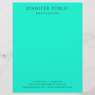 Brilliant Bright Neon Mint Green Modern Simple Letterhead