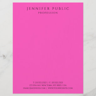 Brilliant Bright Neon Pink Modern Simple Template Letterhead