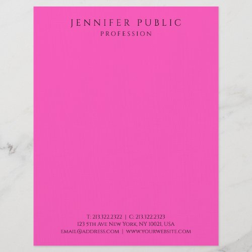 Brilliant Bright Neon Pink Modern Simple Template Letterhead