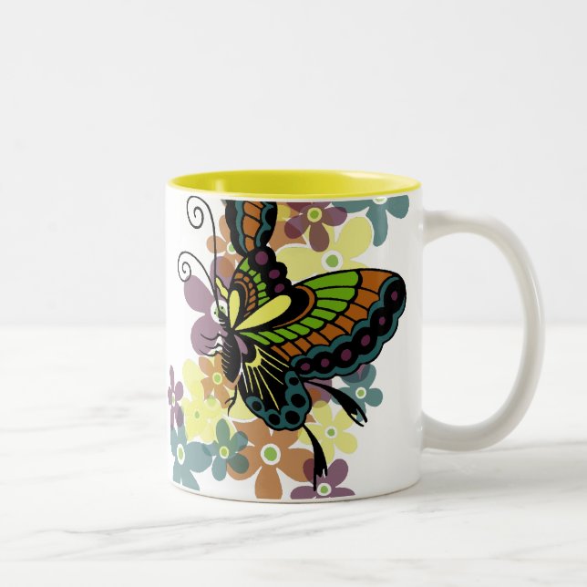 Brilliant Butterfly Two-Tone Coffee Mug (Right)
