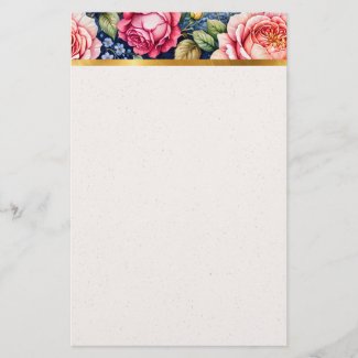 Brilliant Color Rose Header Stationery