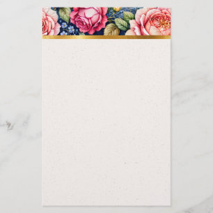 Brilliant Color Rose Header Stationery