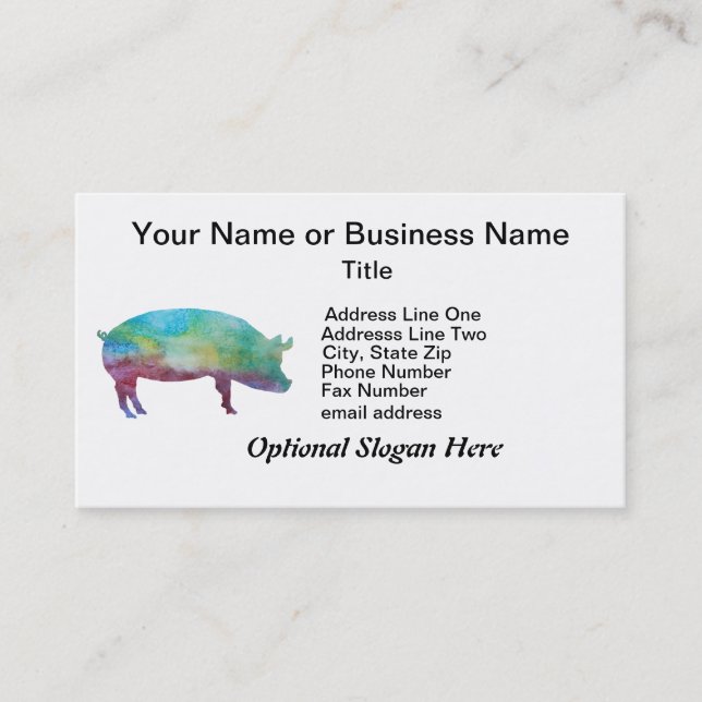 Brilliant Color-washed Pigs Business Card (Front)