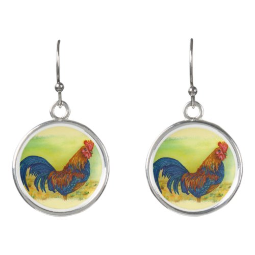 BRILLIANT COLORFUL ROOSTER EARRINGS