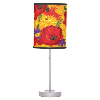 Brilliant Colors Poppies and Daisies Table Lamp