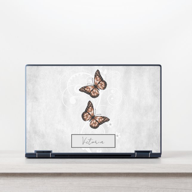Brilliant Copper Butterflies HP Laptop Skin (Front)